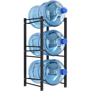 Lifewit 5 Gallon Water Jug Holder, 3 Tier Water Bottle Stand, Heavy Duty Water Dispenser Rack with 3 Slots for Gallon Jugs, Detachable Water Storage Shelf Organizer for Home Living Room Office, Black