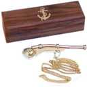 Solid Brass/Copper Boatswain (Bosun) Whistle with Rosewood Box 5" Brass Rustic Vintage Home Decor Gifts