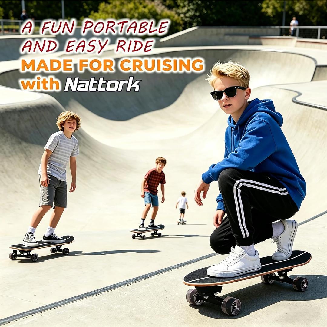 Surf Skateboards 30" x 9.5" Youth Surfskate Cruiser Surf-Like for Beginners Double Kick Deck Girls or Boys Kids Complete Skateboard