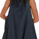 Majdan Womens Bubble Mini Dress Summer Sleeveless Short Dresses Lantern Tank Dresses Beach Sundress with Pockets (Purple, XS)