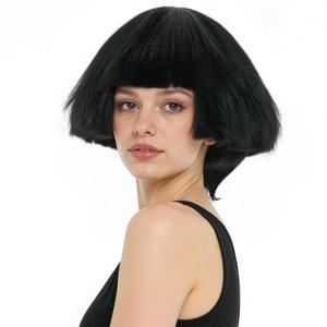 Black Bowl Cut Wig Women Funny Wigs for Women Adults Men Haircut Fluffy Straight Mushroom Wigs Yaki Wig for Anime Cosplay Costume Outfit Halloween Party+ Hair Cap