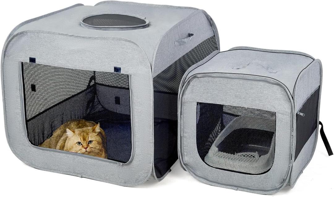 Portable Large Cat Playpen for Outdoor & Indoor Cats Cage, Large Foldable Cat Tent, Fit Puppy, Dogs, Pets (Grey)