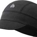 SAITAG Cycling Cap, Bike Skull Cap Helmet Liner with Sun Visor, Sun Protection Running Hat for Men Women Under Helmet Black