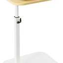 C Shaped End Table for Couch, Adjustable Height Couch Side Table, Horizontal 360Swivel Small TV Tray Table Couch Side Tables That Slide Under (Wood) (Standard)