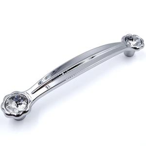 JETLAND Cabinet Drawer Crystal Pulls, 4-Pack, Chrome with Clear Glass, 5" Hole Centers, Shining Daisy, Cabinet Handles for Dresser Nightstand Furniture, PW6738CR127