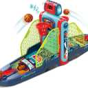 Tabletop Basketball Game — 2-Player Mini Basketball Game with Electronic Scoring & Timer, Two-Hoop Design for Desk Play, Moving Hoop Challenge for Kids, 29 × 7.5 × 8.7 inches