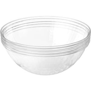 Prestee 4 Pack Clear Plastic Serving Bowls 150 Oz - Large Round Punch Bowl and Plastic Bowls for Parties, Salads, Chips, and Catering - Durable Disposable Serving Bowl for Events and Buffets