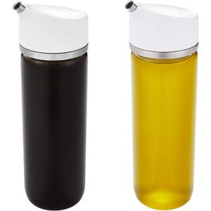 OXO Good Grips Precision Pour Glass Dispenser Set, 2 Piece Oil & Vinegar Set, Clear, White