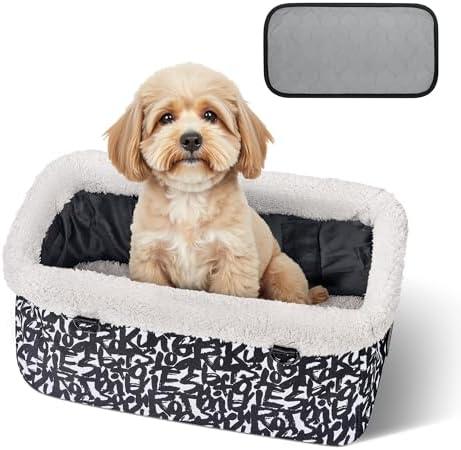 Amazon.com : BurgeonNest Center Console Dog Car Seat for Small Dogs, Puppy Cat Car Seat Booster with Soft Cushion Safety Belt, Seats Safe & Cozy Metal Frame Armrest Dog Booster Pet Under 11 lbs (Graffiti) : Pet Supplies
