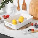 5.5 Quart Casserole Dish,Large Baking Dish Cookware,14.7x10 Inch Deep Lasagna Pan for Oven,Ceramic Bakeware for Baking, Easy to Clean,(White)