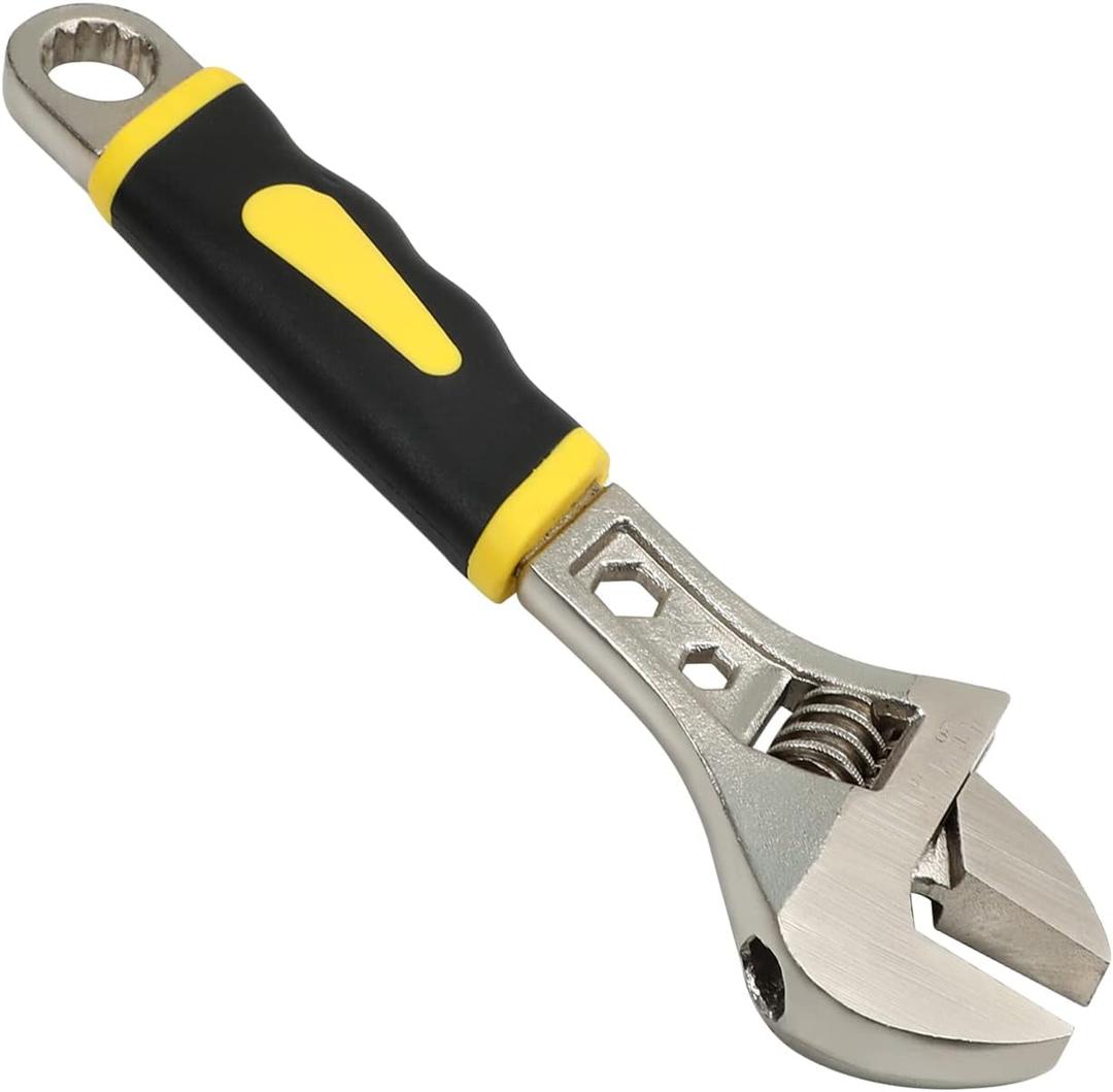 Utoolmart 8 Inch 28mm Opening Jaw TPR Grip Adjustable Wrench 1Pcs