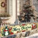 Merry Christmas Banner 118x20 Inch Santa Snowman Holiday Backdrop Festive and Traditional Decorations for Home and Party Supplies Joyful Christmas Wall Sign to Create a Cheerful Holiday