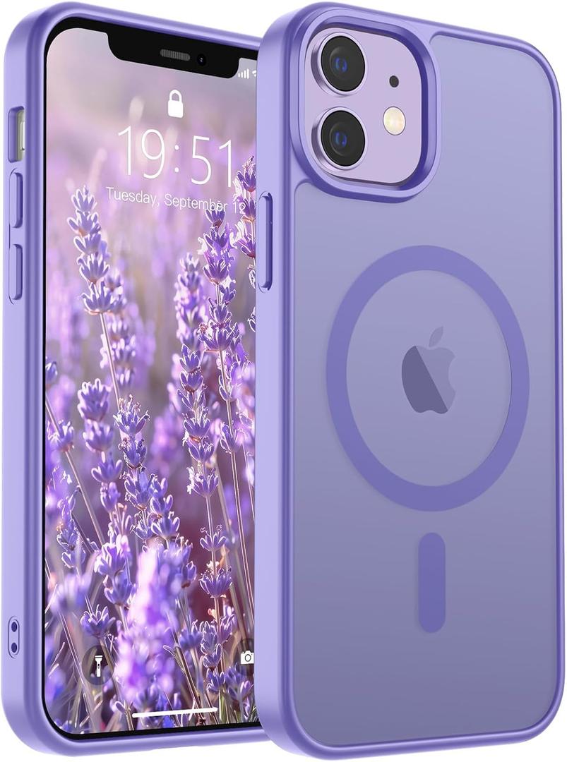 SUPFINE Magnetic for iPhone 12 Case/iPhone 12 Pro Case (Compatible with MagSafe)(Military Grade Drop Protection) Translucent Matte Shockproof Phone Cover,Purple