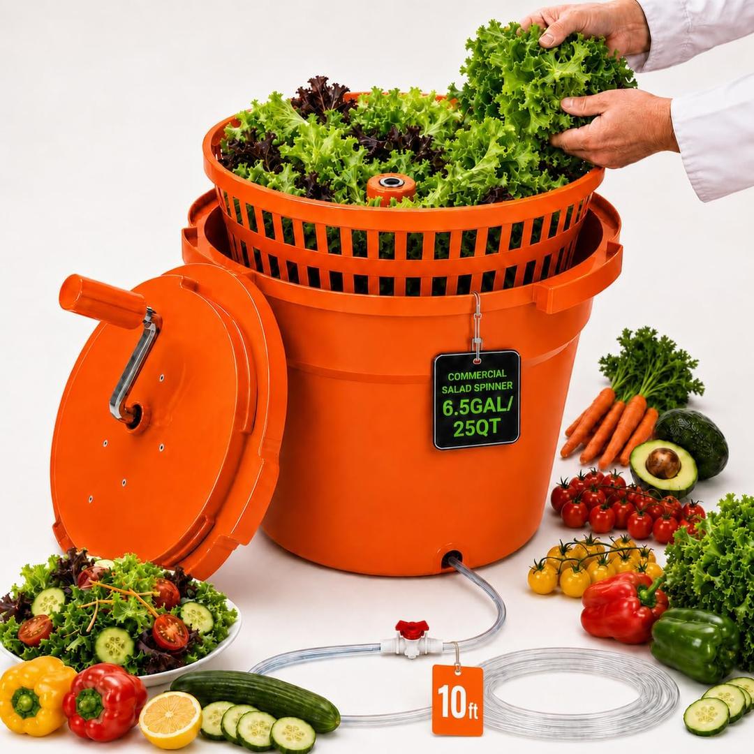 Commercial Salad Spinner - 6.5 Gallon Large Capacity Lettuce Dryer