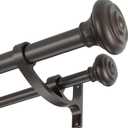 Double Curtain Rods, 36-72inch Telescoping Drapery Rods 1Inch Diameter Large Rod 5/8inch Small Rod with URN Finials Window Treatment Finish, Brown