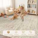 Washable Rug 8x10 Area Rugs: Modern Geometric Rugs for Living Room Non Slip Soft Low Pile Moroccan Indoor Carpet for Bedroom Nursery Dining Room Home Office Children's Room (Beige, 8'x10')