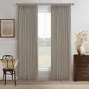 Pinch Pleated Linen Curtains 98 Inches Long 2 Panels for Living Room Bedroom Tan Brown Burlywood Taupe Drapes Back Tab Country Farmhouse Burlap Foor to Ceiling Curtains with Hooks Rings W50xL98