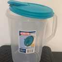 Sterilite 0488 One-Gallon Round Pitcher, Clear Base with Blue-Atoll (Teal) Lid and Tab