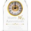 50th Wedding Anniversary Crystal Clock Gifts for Couple Parents, 50 Year Anniversary Wedding Gifts Quartz Clock Gifts for Husband Wife, 50th Wedding Anniversary Decorations