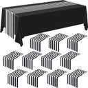 Striped Table Runner Polyester Decor Striped Design Modern Table Runner Elegant Decor for Indoor Events Family Dinner Outdoor Banquet Parties Celebrations, Black, White(12,12 x 108 Inches)