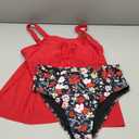 SUUKSESS Women Tummy Control Tankini Bathing Suit Ruffle High Waisted Swimsuit (Medium, 60 Red Floral)