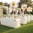 8ft Ivory Spandex Table Cloths for Rectangle Tables Wrinkle Free Ivory Rectangle Tablecloths, Stretch Fitted Table Cover with Skirt for Wedding Birthday Party Banquet Baby Shower Buffet Event