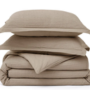 GentleSoft® Cotton Waffle Weave Duvet Cover Set - Khaki - Full, 3pieces 