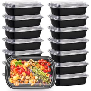 KitchnMore 38oz Meal Prep Containers, Extra Large &Thick Food Storage Containers with Lids, Reusable Plastic,Disposable Bento Box,Stackable,Microwave/Freezer/Dishwasher Safe, BPA Free (30Pack)