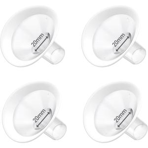 4pc 20mm Oval Flanges Shields Built-in Soft Edges Compatible with Medela/Lansionh Pumps, Replacement Parts for Pump in Style, Symphony, Swing Maxi, Harmony and Personalfit Flex Connector