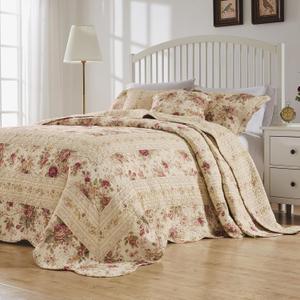 Greenland Home Antique Rose 100% Cotton Heirloom-Quality Bedspread Set, 3-Piece Queen, Ecru