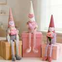 Unanscre Mothers Day Gnomes Plush Decorations - 3PCS Long Dangle Leg Spring Gnomes Best Ever Gifts for Women Mom Mama Mommy, Handmade Dolls for Mothers Day Home Table Ornament, Tiered Tray Decor