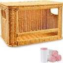 Large Bag Dispenser, Rattan Garbage Bag Holder & Roll Organizer, Extra Large Bag Storage for 13-33 Gallon Bags | Under Sink Organizer, Pantry & Kitchen Basket