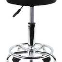 KKTONER Round Rolling Stool Chair PU Leather Height Adjustable Swivel Drafting Work SPA Shop Medical Salon Stools with Wheels Office Chair Small (Black)