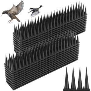 Bird Spikes, 20 Pack Bird Deterrent Spikes for Squirrel Cat Raccoon Animal, Pigeon Spikes for Outside Fences and Roofs to Keep Birds Away (Black)