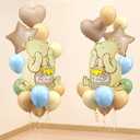 Classic Winnie Bear Baby Shower Birthday Decorations Balloons, 3D Vintage Original Pooh Bear Helium Balloons with Heart Star for Boys Girls Baby Shower Birthday Gender Reveal Large 23Inch