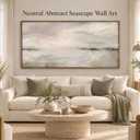 Framed Canvas Neutral Abstract Seascape Wall Art 24x48in