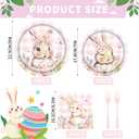 80Pcs Easter Paper Plates Napkins Forks Easter Tableware Set Flower Egg Bunny Disposable Dinnerware Religious Spring Picnic Favors Bunny Party Decorations (Pink-Bunny)