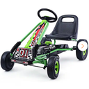 Go Kart 4 Wheel 7.08 in. Pedal Powered Kids Car with Adjustable Seat Green