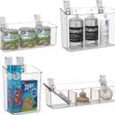 vacane Hanging Basket with Removable Hooks, Plastic Over Cabinet Door Organizer for Organizing Over the Cabinet Organizer Holder for Kitchen, Pantry, Bathroom-Hang Outside or Inside Door-4 Pack