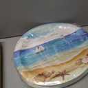 50 Count Nautical Beach Oval Paper Plates Platter 10" x 12" Disposable Sea Shells Ocean Serving Dish for Spa Party Baby Shower Summer Holiday Party Tableware Supplies Decor