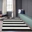 LEEVAN Black and White Outdoor Rug 3X5, Cotton Washable Striped Patio Rugs Hand Woven Front Door Mat, Reversible Entryway Rug Farmhouse Black Floor Carpet for Balcony/Courtyard/Entrance