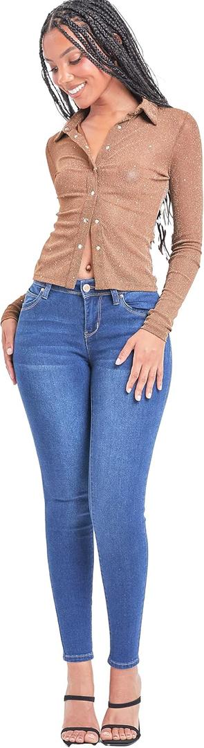 YMI Women's Juniors Mid-Rise Wannabettabutt Skinny Jeans, Size 9