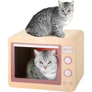 FluffyDream Oven Cat Scratcher Board - Durable Lounge Bed for Cats - Indoor Scratch Pad & Play House - Corrugated Toy for Cat Birthday - 17.3L*13.4W*9.1H