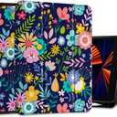 Case Compatible with iPad 10.2 Inch 2021 2020 2019 iPad 9th/8th/7th Generation with Pencil Holder, Slim Stand Protective Case with Soft TPU Back, Auto Sleep/Wake Cover, Florals