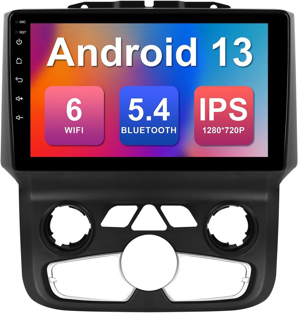2+32G 9-inch Android 13 Car Stereo for Dodge RAM 2013-2018 IPS Touchscreen Screen Car Radio with Carplay & Android Auto Support Backup Camera GPS FM Navi BT SWC(Auto AC)