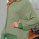SHEWIN Women Fall Sweatshirt Lightweight Long Sleeve Pullover Tops Casual Oversized Shirts Color Black Patchwork Shirts Size S Green (Green, S)