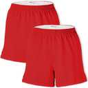Soffe Women's Womens Authentic Cheer Shorts, 3 Inseam, 2 Pack (Red, M)