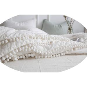 3 Pcs Ivory Bedding Quilt with Pom Poms King Size Off White Pure Cotton Thin Bedding 104"*90" with 2 pillowcases ( White ) 3 Pcs Ivory Bedding Quilt with Pom Poms King Size Off White Pure Cotton Thin Bedding 104"*90" with 2 pillowcases ( White )