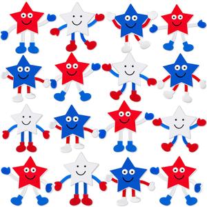 Leitee Patriotic Bendable Toys Posable 4th of July Parade Independence Day Party Favor Star Character Figures Stress Relief Fidget Toy Gift for Boy Girl Goodie Bag Stuffer, 3 Styles(24 Pcs)
