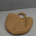 Frienda Straw Tote Bag Summer Beach Bag Handmade Straw Rattan Woven Handbag for Women Travel (15.75 x 9.84 x 11.02 Inch, Khaki)